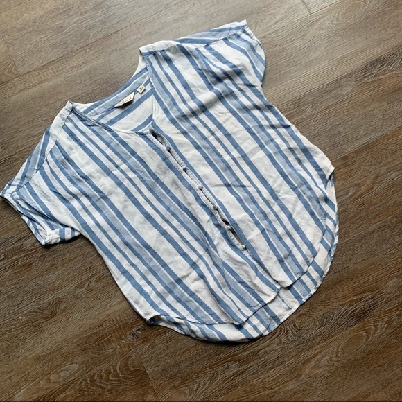 Caffé Marrakesh Striped Button Down Blouse Boho Chic Loose Flowy M - Picture 2 of 9